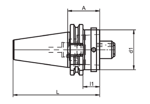 Steep Taper 50 (DIN) to HSK-E 63 Adapter, Gauge Length 75, Flange Dia. 63 
